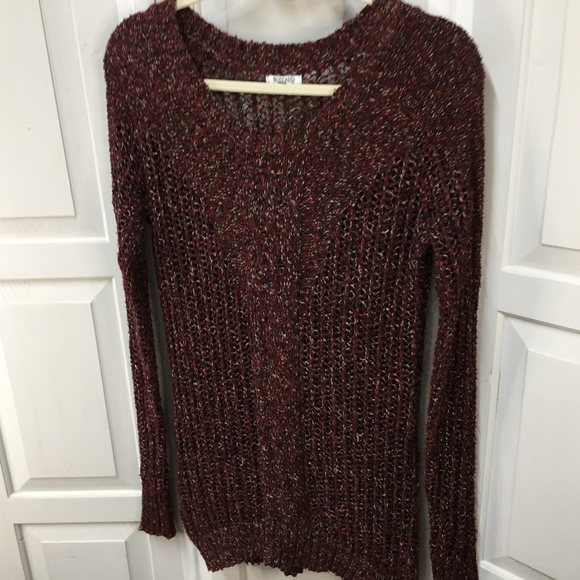 Buffalo David Bitton Red Open Knit Sweater w/ Subtle Sparkle - Picture 8 of 16